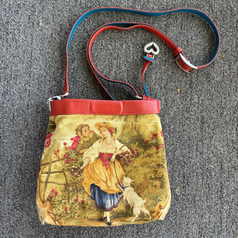 Brighton Jodi Heart Purse Orange Leather Reversible To French Country Handbag